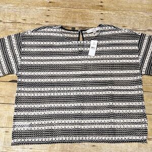 LOFT Black and Cream Crochet Top